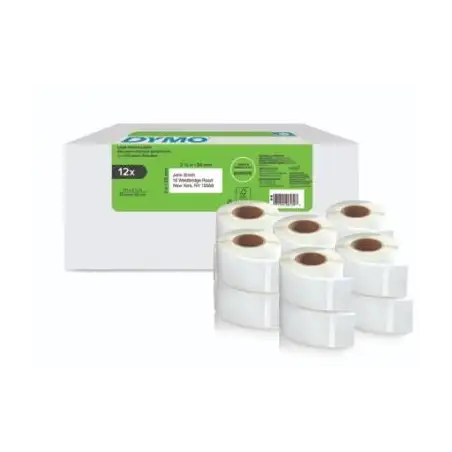 (2177563) DYMO ETIQUETAS TRANSFERENCIA TÉRMICA LW - 25X54MM - MULTIPACK DE 12 ROLLOS (500 ETIQUETAS POR ROLLO)