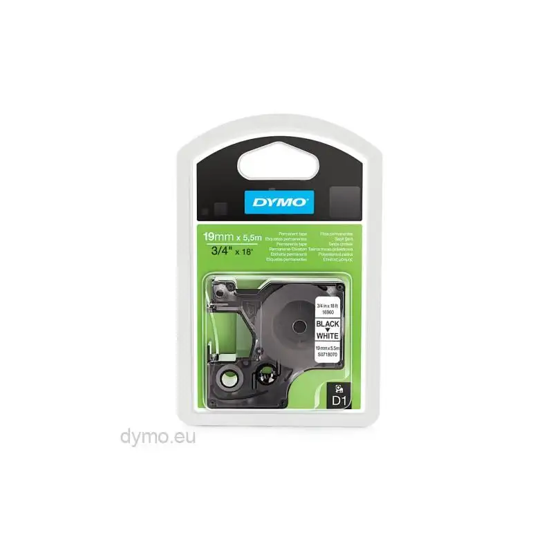 (S0718070) DYMO CINTA DE TRANSFERENCIA TÉRMICA D1 - NEGRO SOBRE BLANCO - 19MMX5