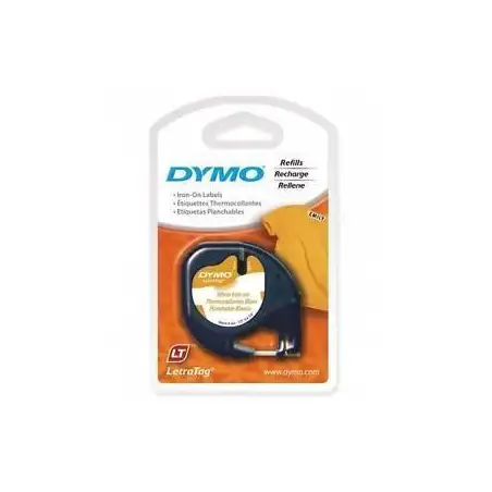 (S0718850) DYMO CINTA AUTOADHESIVA PARA ROPA - NEGRO SOBRE BLANCO - 12MMX2M - ROTULADORAS LETRATAG