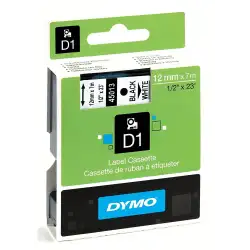 (S0720530) DYMO CINTA DE TRANSFERENCIA TERMICA D1 - NEGRO SOBRE BLANCO - 12MMX7M - POLIESTER - ROTULADORA LABELMANAGER