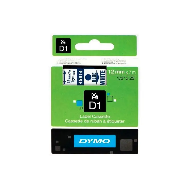 (S0720540) DYMO CINTA DE TRANSFERENCIA TERMICA D1 - AZUL SOBRE BLANCO - 12MMX7M - POLIESTER - ROTULADORA LABELMANAGER