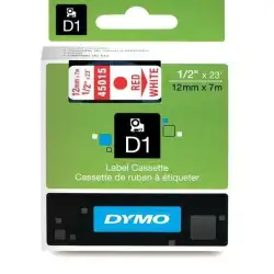 (S0720550) DYMO CINTA DE TRANSFERENCIA TERMICA D1 - ROJO SOBRE BLANCO - 12MMX7M - POLIESTER - ROTULADORA LABELMANAGER