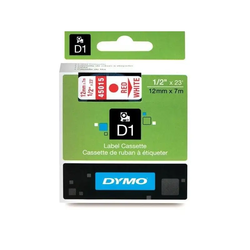 (S0720550) DYMO CINTA DE TRANSFERENCIA TERMICA D1 - ROJO SOBRE BLANCO - 12MMX7M - POLIESTER - ROTULADORA LABELMANAGER