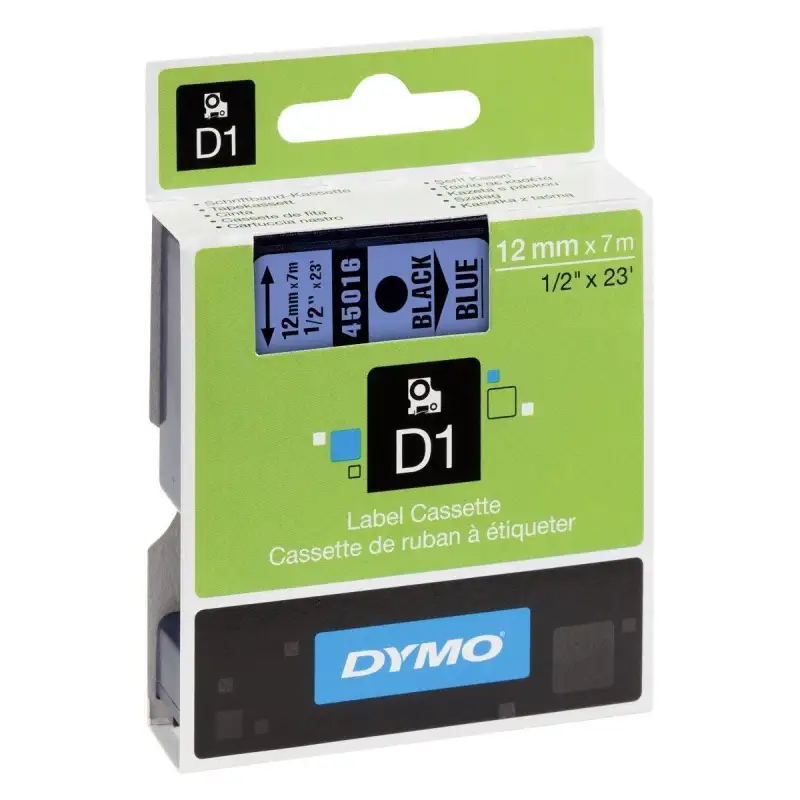 (S0720560) DYMO CINTA DE TRANSFERENCIA TERMICA D1 - NEGRO SOBRE AZUL - 12MMX7M - POLIESTER - ROTULADORA LABELMANAGER
