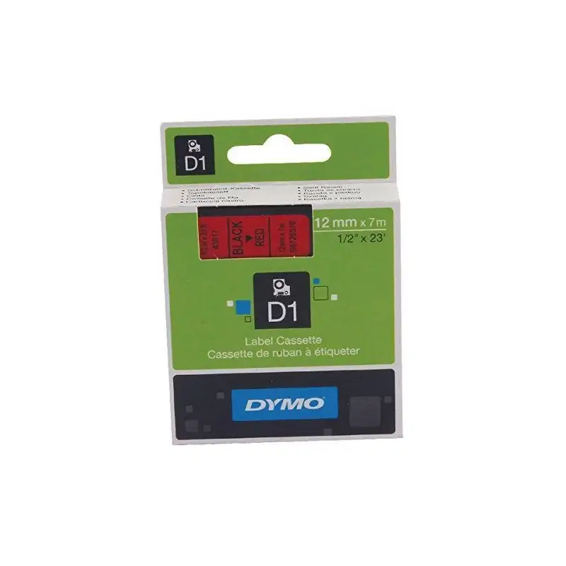(S0720570) DYMO CINTA DE TRANSFERENCIA TERMCA D1 - NEGRO SOBRE ROJO - 12MMX7M - POLIESTER - ROTULADORA LABELMANAGER