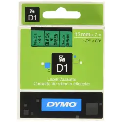 (S0720590) DYMO CINTA DE TRANSFERENCIA TERMICA D1 - NEGRO SOBRE VERDE - 12MMX7M - POLIESTER - ROTULADORA LABELMANAGER