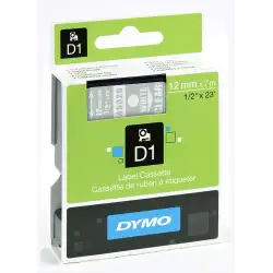 (S0720600) DYMO CINTA DE TRANSFERENCIA TERMICA D1 - BLANCO SOBRE TRANSPARENTE - 12MMX7M - POLIESTER - ROTULADORA LABERMANAGER