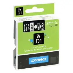 (S0720610) DYMO CINTA DE TRANSFERENCIA TERMICA D1 - BLANCO SOBRE NEGRO - 12MMX7M - POLIESTER - ROTULADORA LABELMANAGER