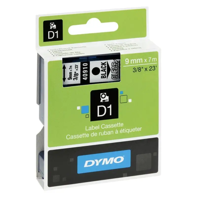 (S0720670) DYMO CINTA DE TRANSFERENCIA TERMICA D1 - NEGRO SOBRE TRANSPARENTE - 9MMX7M - POLIESTER - ROTULADORA LABELMANAGER