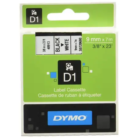 (S0720680) DYMO CINTA DE TRANSFERENCIA TERMICA D1 - NEGRO SOBRE BLANCO - 9MMX7M - POLIESTER - ROTULADORA LABELMANAGER