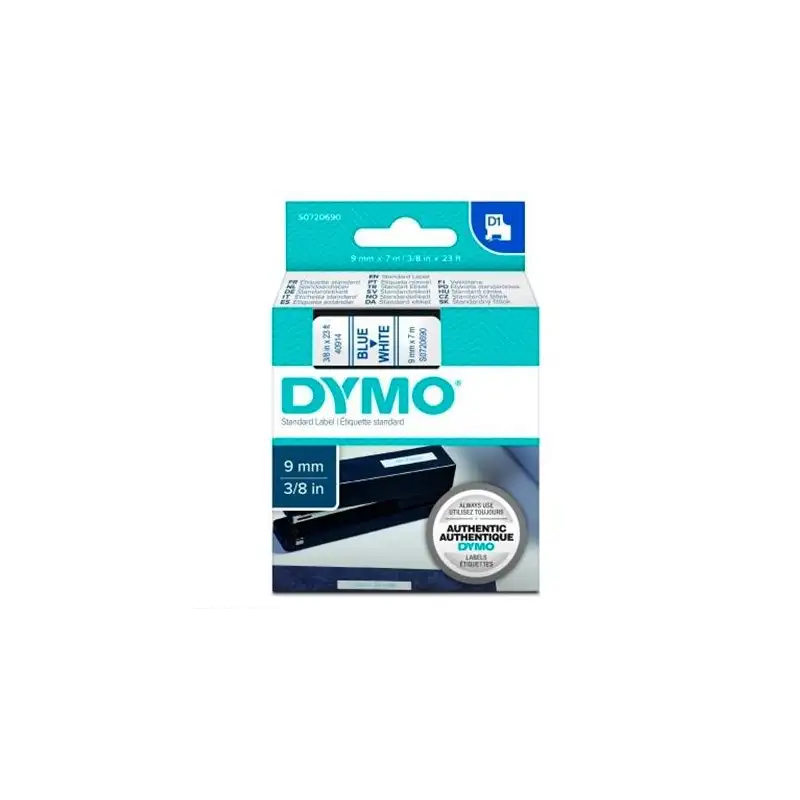(S0720690) DYMO CINTA DE TRANSFERENCIA TERMICA D1 - AZUL SOBRE BLANCO - 9MMX7M - POLIESTER - ROTULADORA LABELMANAGER