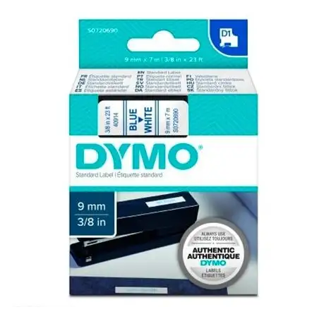 (S0720690) DYMO CINTA DE TRANSFERENCIA TERMICA D1 - AZUL SOBRE BLANCO - 9MMX7M - POLIESTER - ROTULADORA LABELMANAGER