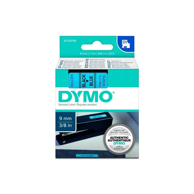 (S0720710) DYMO CINTA DE TRANSFERENCIA TERMICA D1 - NEGRO SOBRE AZUL - 9MMX7M - POLIESTER - ROTULADORA LABELMANAGER