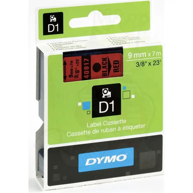 (S0720720) DYMO CINTA DE TRANSFERENCIA TERMICA D1 - NEGRO SOBRE ROJO - 9MMX7M - PLÁSTICO - ROTULADORA LABELMANAGER