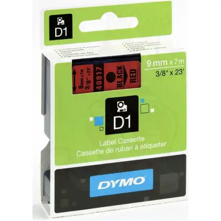 (S0720720) DYMO CINTA DE TRANSFERENCIA TERMICA D1 - NEGRO SOBRE ROJO - 9MMX7M - PLÁSTICO - ROTULADORA LABELMANAGER