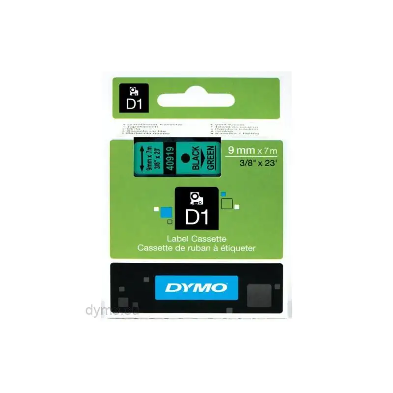 (S0720740) DYMO CINTA DE TRANSFERENCIA TERMICA D1 - NEGRO SOBRE VERDE - 9MMX7M - POLIESTER - ROTULADORA LABELMANAGER