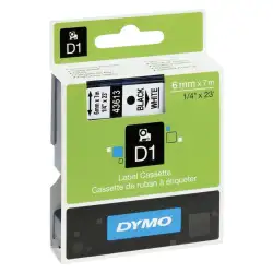 (S0720780) DYMO CINTA DE TRANSFERENCIA TERMICA D1 - NEGRO SOBRE BLANCO - 6MMX7M - POLIESTER - ROTULADORA LABELMANAGER