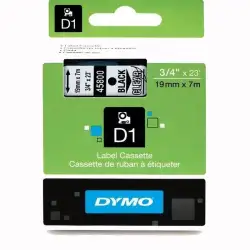 (S0720820) DYMO CINTA DE TRANSFERENCIA TÉRMICA D1 - NEGRO SOBRE TRANSPARENTE - 19MMX7M - POLIESTER - ROTULADORA LABELMANAGER