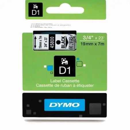 (S0720820) DYMO CINTA DE TRANSFERENCIA TÉRMICA D1 - NEGRO SOBRE TRANSPARENTE - 19MMX7M - POLIESTER - ROTULADORA LABELMANAGER
