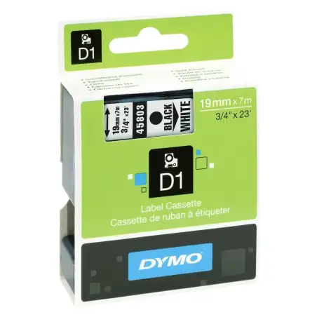 (S0720830) DYMO CINTA DE TRANSFERENCIA TERMICA D1 - NEGRO SOBRE BLANCO - 19MMX7M - POLIESTER - ROTULADORA LABELMANAGER
