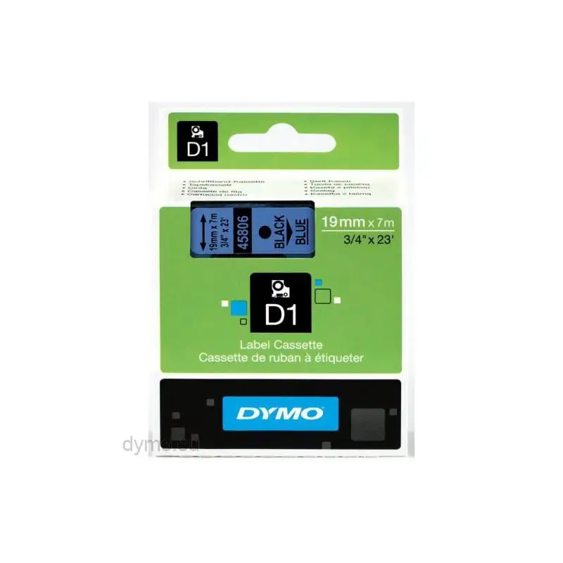 (S0720860) DYMO CINTA DE TRANSFERENCIA TÉRMICA D1 - NEGRO SOBRE AZUL - 19MMX7M - POLIESTER - ROTULADORA LABELMANAGER