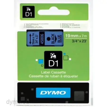 (S0720860) DYMO CINTA DE TRANSFERENCIA TÉRMICA D1 - NEGRO SOBRE AZUL - 19MMX7M - POLIESTER - ROTULADORA LABELMANAGER