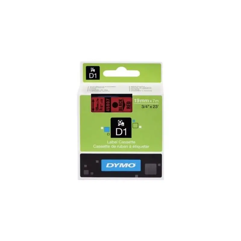 (S0720870) DYMO CINTA DE TRANSFERENCIA TÉRMICA D1 - NEGRO SOBRE ROJO - 19MMX7M - POLIESTER - ROTULADORA LABELMANAGER