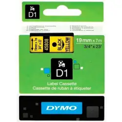 (S0720880) DYMO CINTA DE TRANSFERENCIA TERMICA D1 - NEGRO SOBRE AMARILLO - 19MMX7M - POLIESTER - ROTULADORA LABELMANAGER