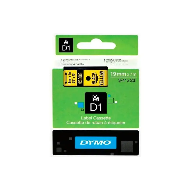 (S0720880) DYMO CINTA DE TRANSFERENCIA TERMICA D1 - NEGRO SOBRE AMARILLO - 19MMX7M - POLIESTER - ROTULADORA LABELMANAGER