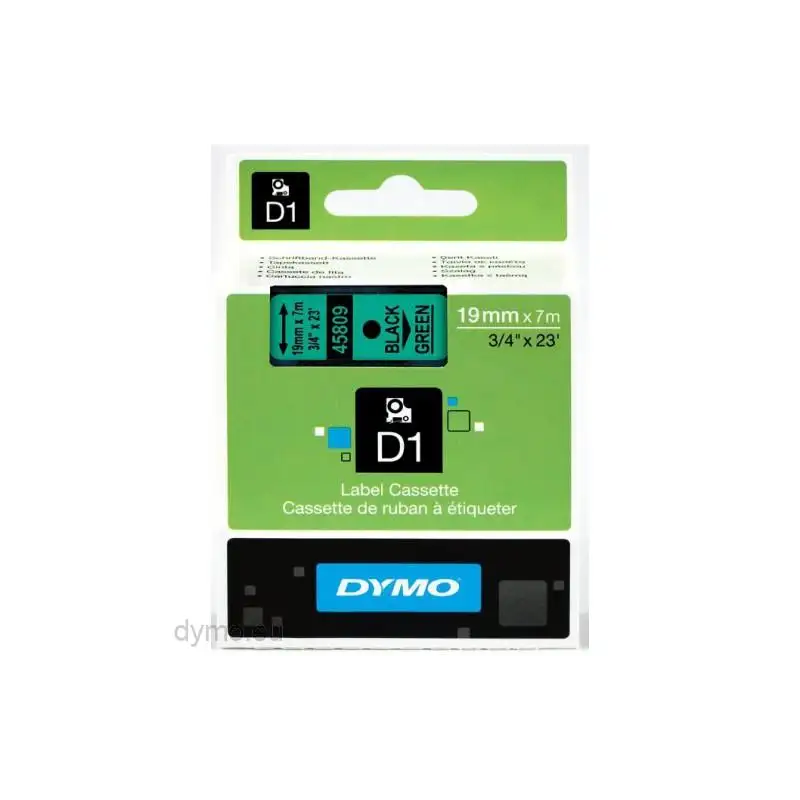 (S0720890) DYMO CINTA DE TRANSFERENCIA TERMICA D1 - NEGRO SOBRE VERDE - 19MMX7M - POLIESTER - ROTULADORA LABELMANAGER