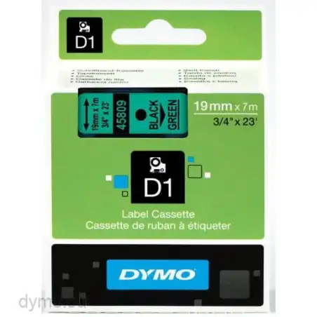 (S0720890) DYMO CINTA DE TRANSFERENCIA TERMICA D1 - NEGRO SOBRE VERDE - 19MMX7M - POLIESTER - ROTULADORA LABELMANAGER