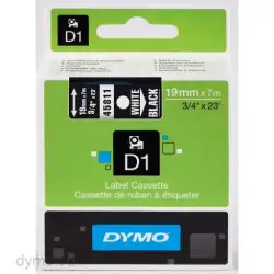 (S0720910) DYMO CINTA DE TRANSFERENCIA TÉRMICA D1 - BLANCO SOBRE NEGRO - 19MMX7M - POLIESTER - ROTULADORA LABELMANAGER