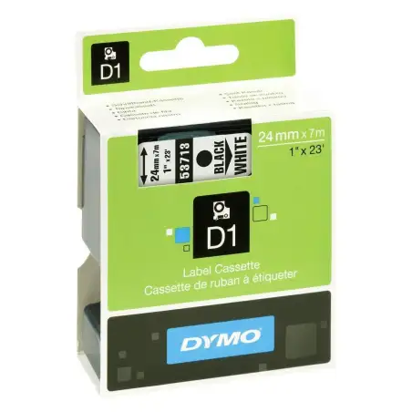 (S0720930) DYMO CINTA DE TRANSFERENCIA TERMICA D1 - NEGRO SOBRE BLANCO - 24MMX7M - POLIESTER - ROTULADORA LABELMANAGER