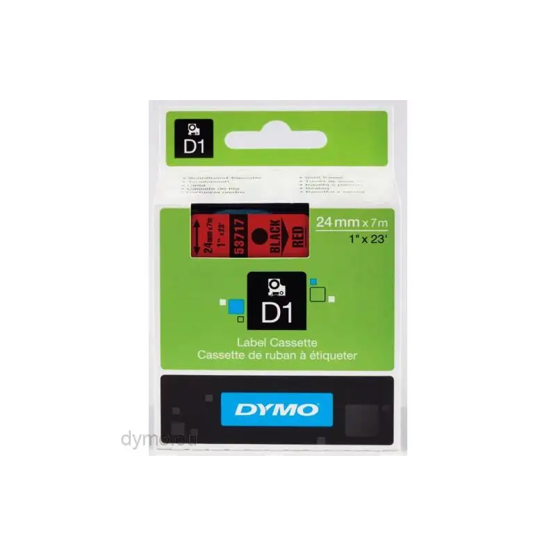 (S0720970) DYMO CINTA DE TRANSFERENCIA TERMICA D1 - NEGRO SOBRE ROJO - 24MMX7M - POLIESTER - ROTULADORA LABELMANAGER