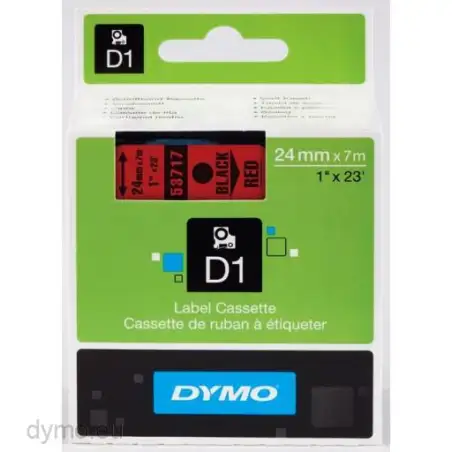 (S0720970) DYMO CINTA DE TRANSFERENCIA TERMICA D1 - NEGRO SOBRE ROJO - 24MMX7M - POLIESTER - ROTULADORA LABELMANAGER