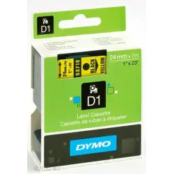 (S0720980) DYMO CINTA DE TRANSFERENCIA TERMICA D1 - NEGRO SOBRE AMARILLO - 24MMX7M - POLIESTER - ROTULADORA LABELMANAGER