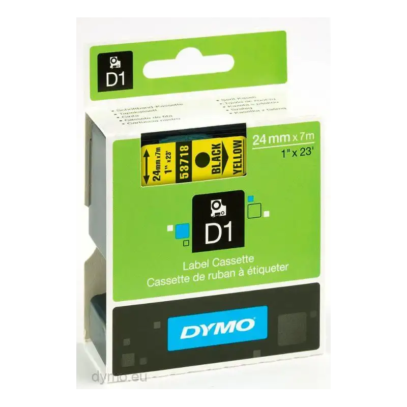 (S0720980) DYMO CINTA DE TRANSFERENCIA TERMICA D1 - NEGRO SOBRE AMARILLO - 24MMX7M - POLIESTER - ROTULADORA LABELMANAGER
