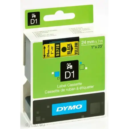 (S0720980) DYMO CINTA DE TRANSFERENCIA TERMICA D1 - NEGRO SOBRE AMARILLO - 24MMX7M - POLIESTER - ROTULADORA LABELMANAGER