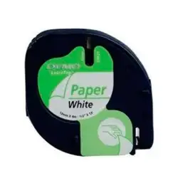 (S0721510) DYMO CINTA 91200 - NEGRO SOBRE BLANCO - 12MMX4M -  PAPEL - ROTULADORA LETRATAG