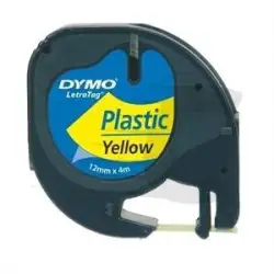 (S0721620) DYMO CINTA 91202 - NEGRO SOBRE AMARILLO - 12MMX4M - PLÁSTICO - ROTULADORA LETRATAG