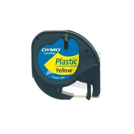 (S0721620) DYMO CINTA 91202 - NEGRO SOBRE AMARILLO - 12MMX4M - PLÁSTICO - ROTULADORA LETRATAG