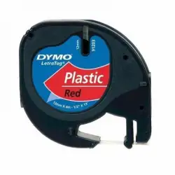 (S0721630) DYMO CINTA 91203 - NEGRO SOBRE ROJO - 12MMX4M - PLÁSTICO - ROTULADORA LETRATAG