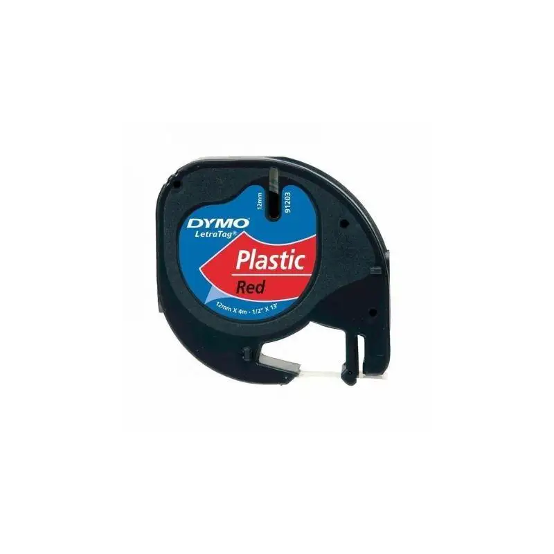 (S0721630) DYMO CINTA 91203 - NEGRO SOBRE ROJO - 12MMX4M - PLÁSTICO - ROTULADORA LETRATAG