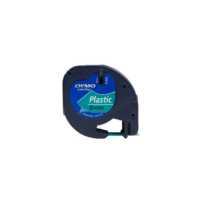 (S0721640) DYMO CINTA 91204 - NEGRO SOBRE VERDE - 12MMX4M - PLÁSTICO - ROTULADORA LETRATAG
