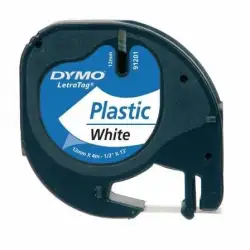(S0721660) DYMO CINTA 91201 - NEGRO SOBRE BLANCO - 12MMX4M - PLÁSTICO. ROTULADORA LETRATAG