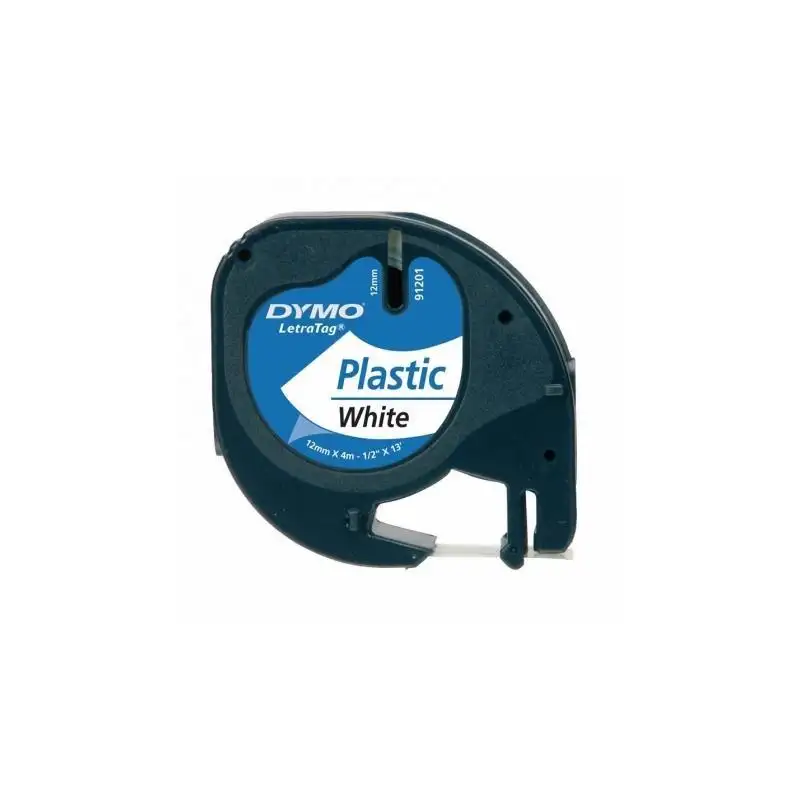 (S0721660) DYMO CINTA 91201 - NEGRO SOBRE BLANCO - 12MMX4M - PLÁSTICO. ROTULADORA LETRATAG
