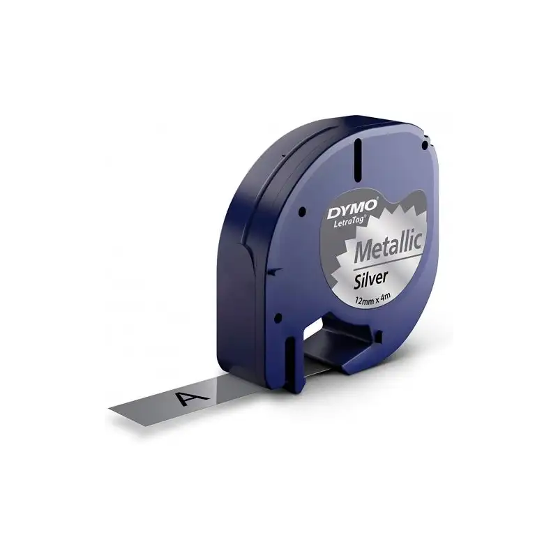 (S0721730) DYMO CINTA 91208 - NEGRO SOBRE PLATA METALIZADA - 12MMX4M - PLÁSTICO - ROTULADORA LETRATAG