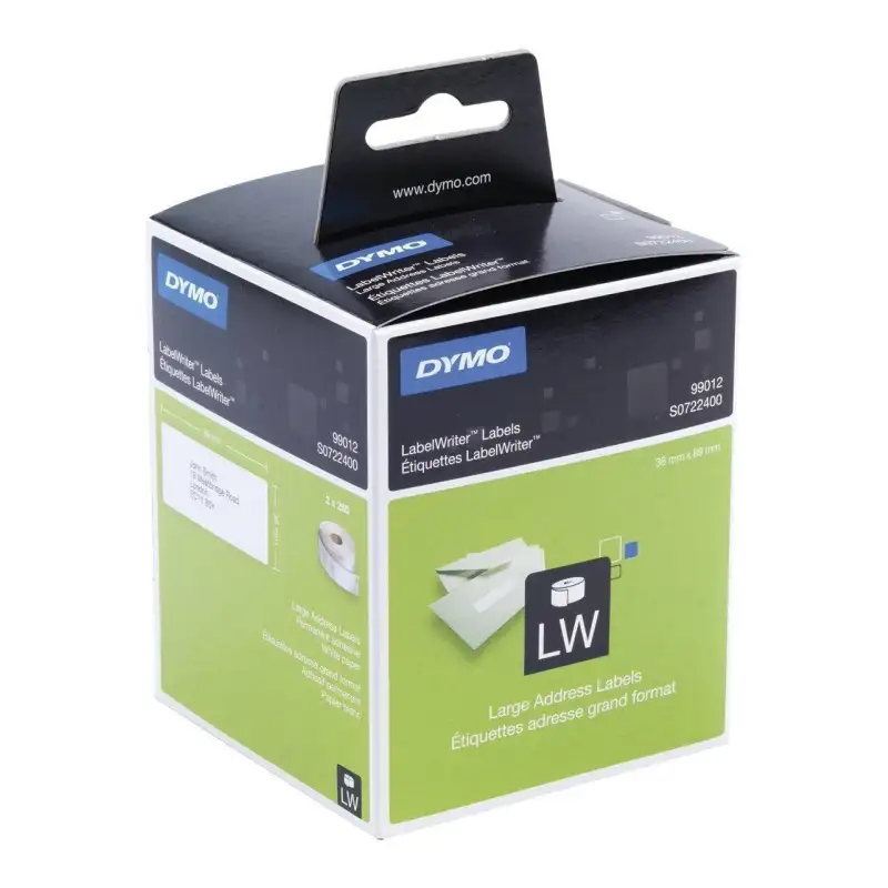 (S0722400) DYMO ETIQUETAS DE TRANSFERENCIA TERMICA 99012 - NEGRO SOBRE BLANCO - 36X89MM (AXL) - PARA DIRECCIONES GRANDES - LA...