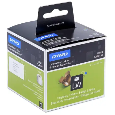 (S0722430) DYMO ETIQUETAS DE TRANSFERENCIA TERMICA 99014 - NEGRO SOBRE BLANCO - 54X101MM (AXL) - ETIQUETAS GRANDES DE IDENTIF...
