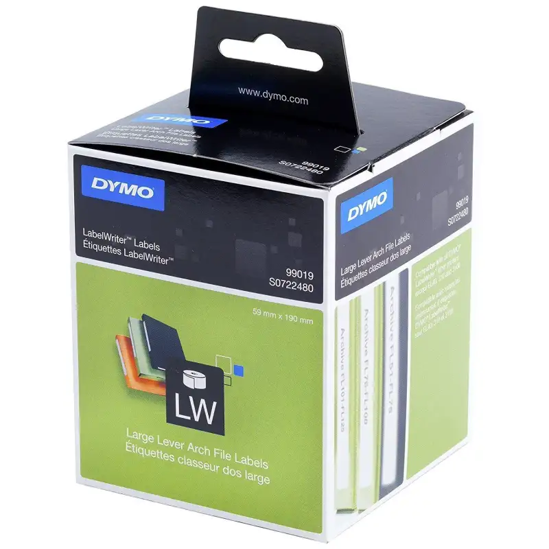 (S0722480) DYMO ETIQUETAS DE TRANSFERENCIA TERMICA 99019 - NEGRO SOBRE BLANCO - 59X190MM (AXL) - ETIQUETAS GRANDES  ARCHIVADO...